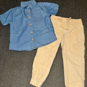 Mick Mack Blue Shirt and Tan Cargo Pants Set